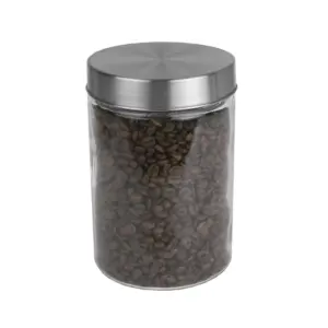 Home Basics 4 Piece Glass Canister Set with Stainless Steel Lids