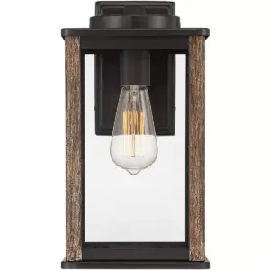 John Timberland Modern Farmhouse Outdoor Wall Light Fixture Dark Bronze Wood Grain 14 1/4