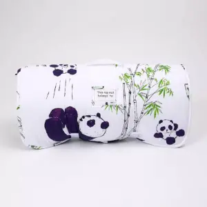 JumpOff Jo Toddler Nap Mat - Children's Sleeping Bag with Removable Pillow for Preschool, Daycare, and Sleepovers - 43 x 21 Inches - Playful Pandas