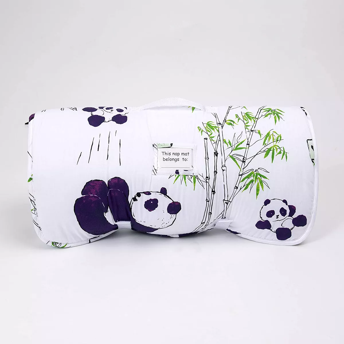 JumpOff Jo Toddler Nap Mat - Children's Sleeping Bag with Removable Pillow for Preschool, Daycare, and Sleepovers - 43 x 21 Inches - Playful Pandas