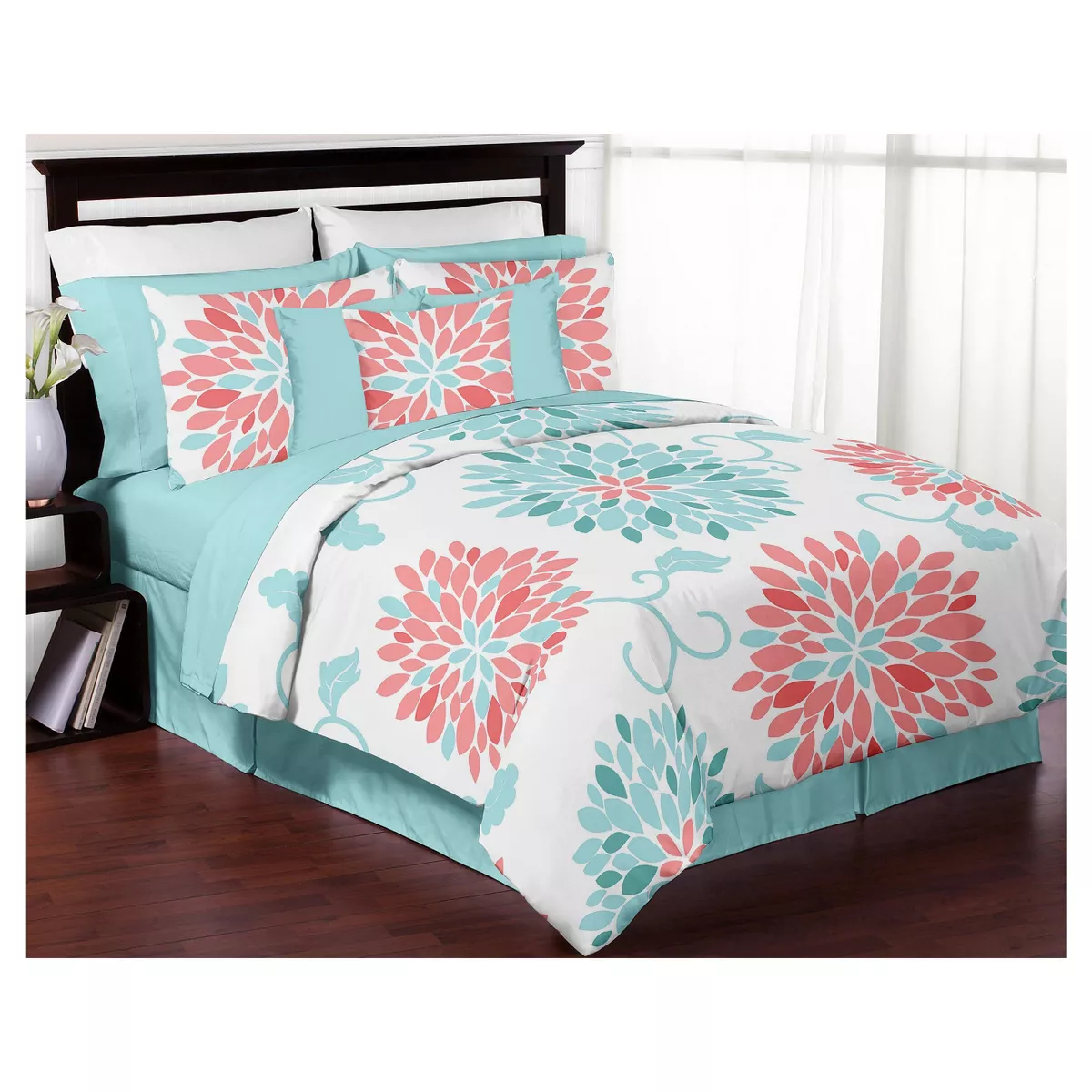 Coral & Turquoise Emma Comforter Set (Full/Queen) - Sweet Jojo Designs