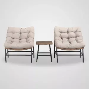 Papasan Scoop 3pc Outdoor Patio Chat Set - Saracina Home