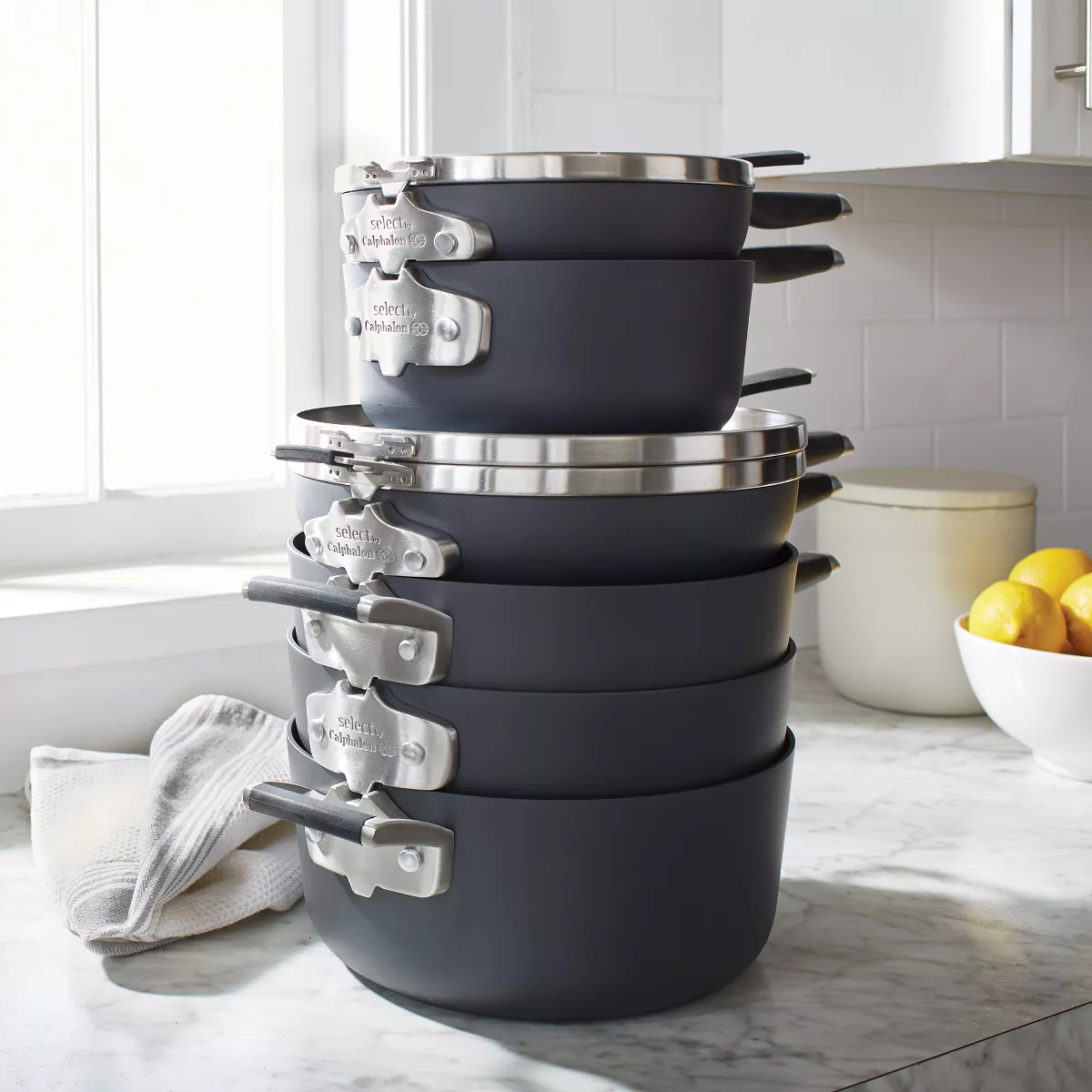Calphalon Select 9pc Space Saving Hard-Anodized Nonstick Cookware Set