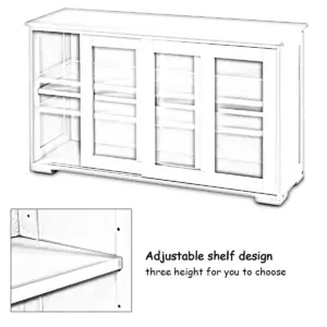 Costway Storage Cabinet Sideboard Buffet Cupboard Glass Sliding Door Pantry Kitchen