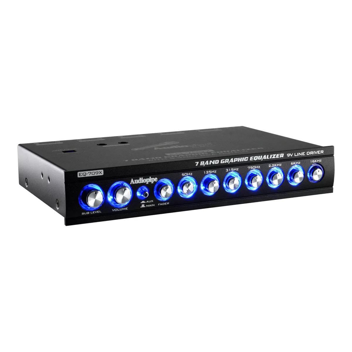 Audiopipe EQ-709X 7 Band 9 Volt Universal Half DIN Parametric Graphic Car Audio Equalizer for Car Stereo Sound System Subwoofer Speakers