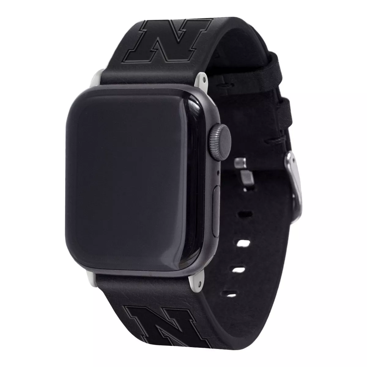 NCAA Nebraska Cornhuskers Apple Watch Compatible Leather Band 38/40mm - Black