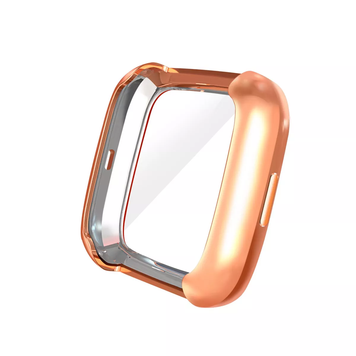 Insten Screen Protector with Soft TPU Rubber Protective Case Bumper Compatible with Fitbit Versa 2, Clear/Rose Gold