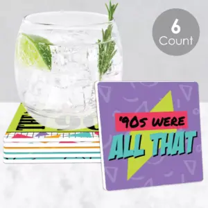 Big Dot of Happiness 90's Throwback - Funny 1990s Party Decorations - Drink Coasters - Set of 6