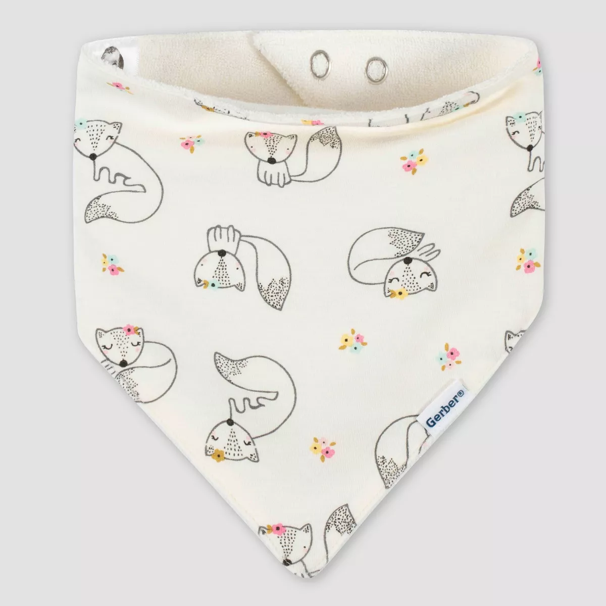 Gerber Baby Girls' 4pk Fox Bandana Bib - Blue