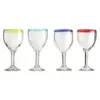 Amici Home Authentic Mexican Handmade Baja Goblet Glass, 12oz, Assorted Set of 4