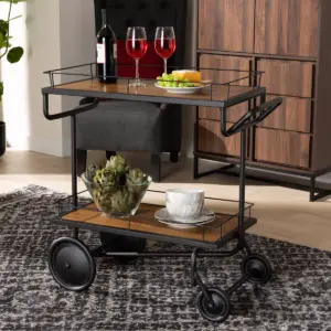 Potter and Serving Cart Wood Brown/Black - Baxton Studio
