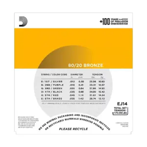 D'Addario EJ14 80/20 Bronze Bluegrass Medium Light Acoustic Guitar Strings