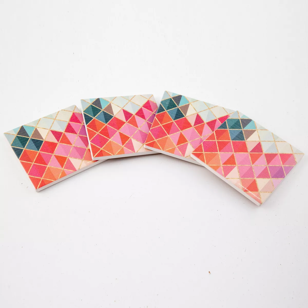 4pk Ceramic Rainbow Diamond Print Coasters - Thirstystone