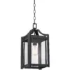 Franklin Iron Works Rustic Farmhouse Outdoor Ceiling Light Hanging Black 17" Clear Beveled Glass Exterior House Porch Patio Deck
