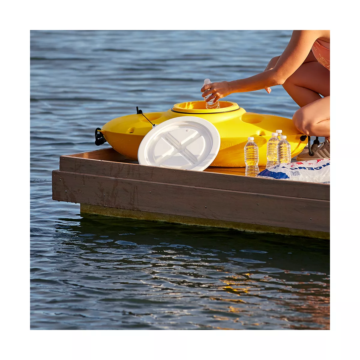 CreekKooler Kayak or Canoe River Floating Beverage & Food Storing Cooler, Yellow