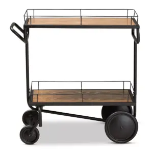 Potter and Serving Cart Wood Brown/Black - Baxton Studio