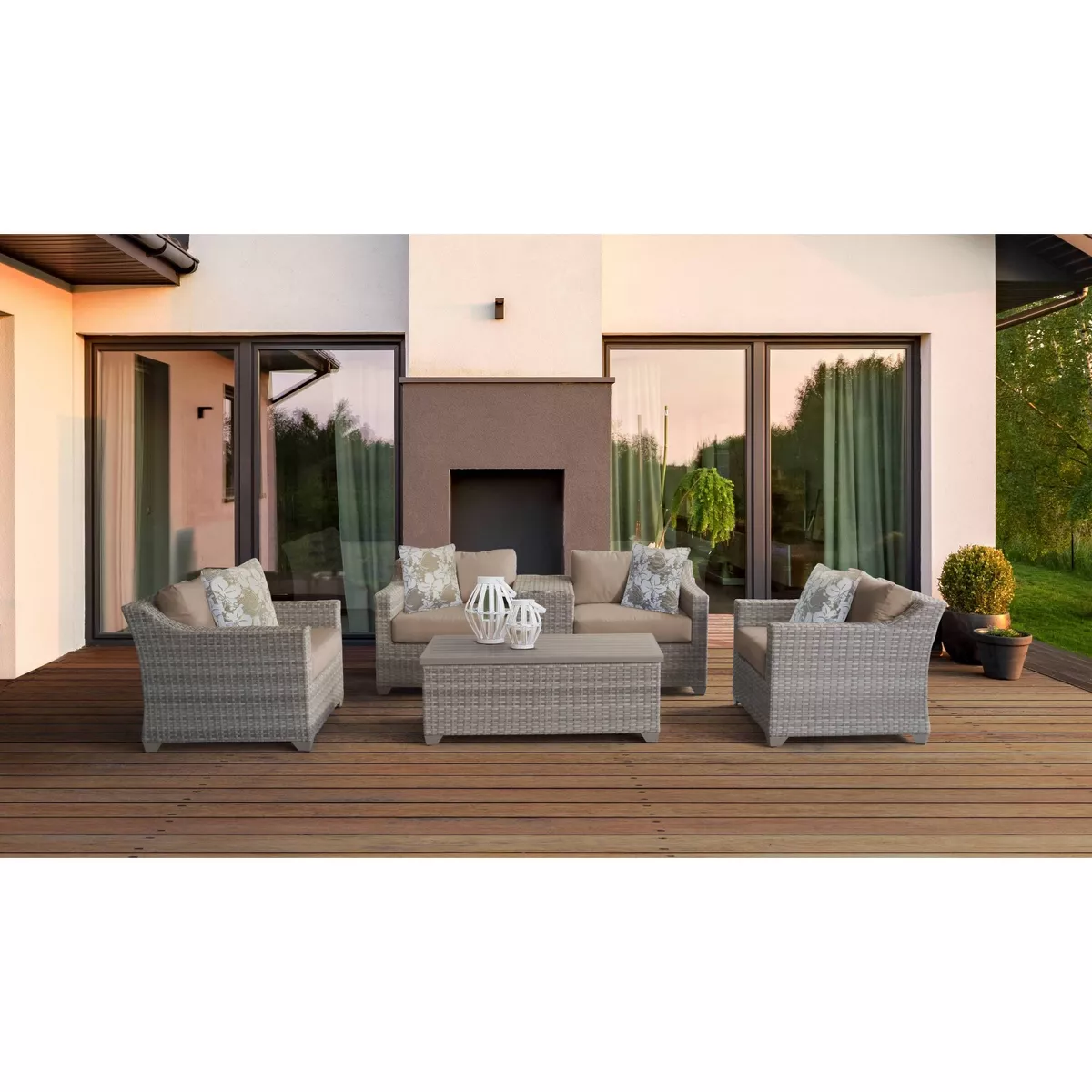 Fairmont 6pc Patio Seating Set with Cushions - Wheat - TK Classics