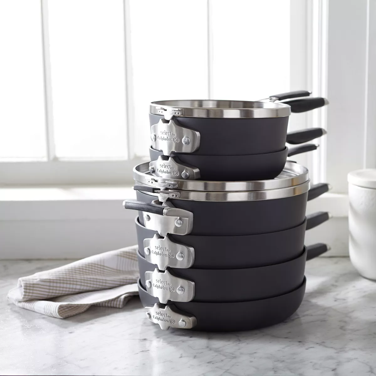 Calphalon Select 9pc Space Saving Hard-Anodized Nonstick Cookware Set
