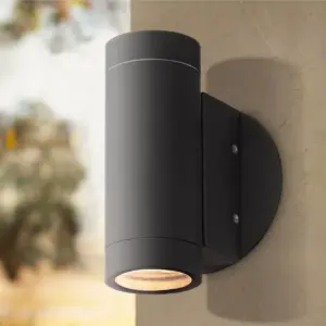 Possini Euro Design Modern Outdoor Wall Light Fixture Matte Black Cylinder 6 1/2