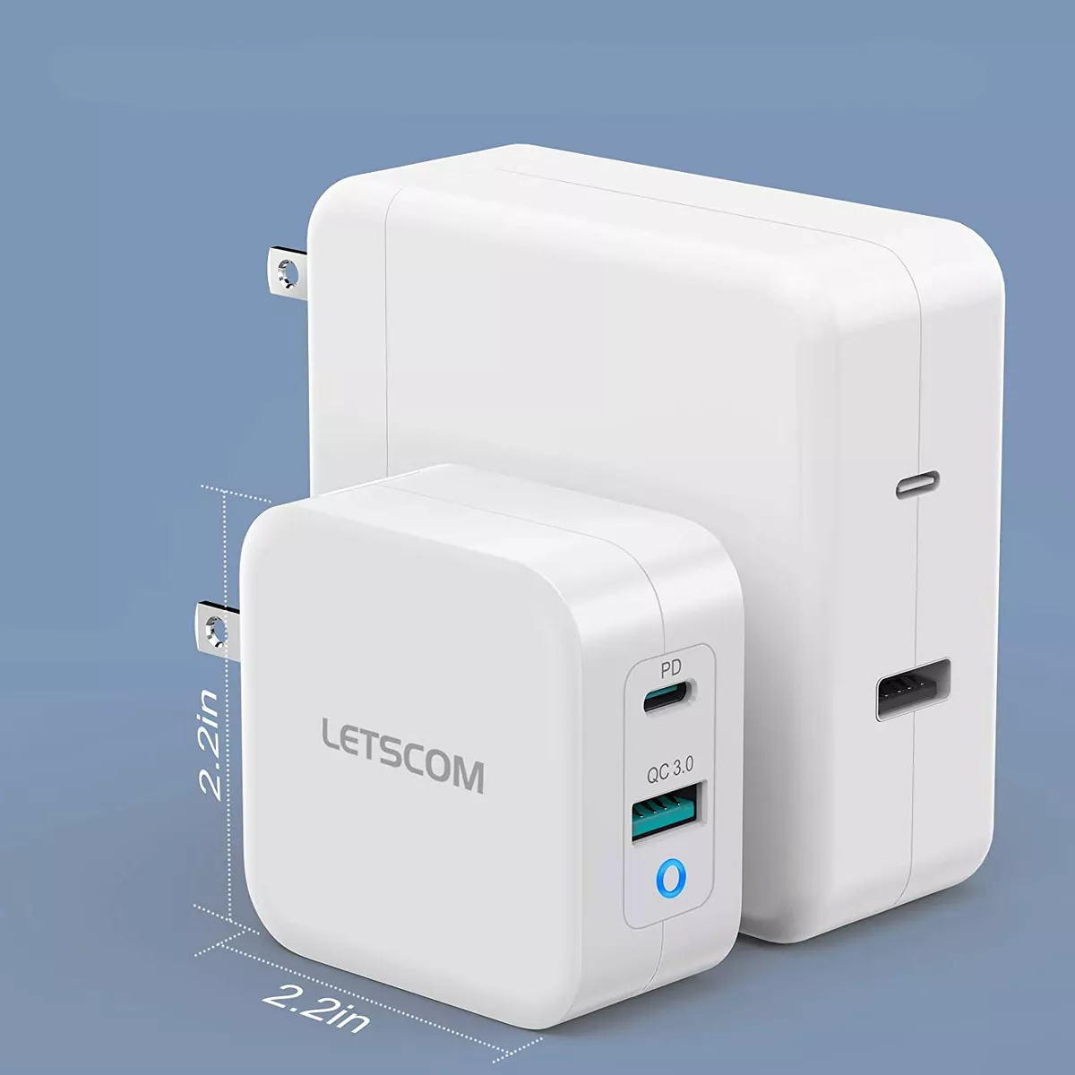 LETSCOM USB C Charger GaN Tech 65W Type C Fast Charger and USB Power Adapter - P46-1C1Q - White