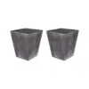 Suncast 16 Inch Farmington Rustic Wood Finish Garden Planter, Gray (2 Pack)