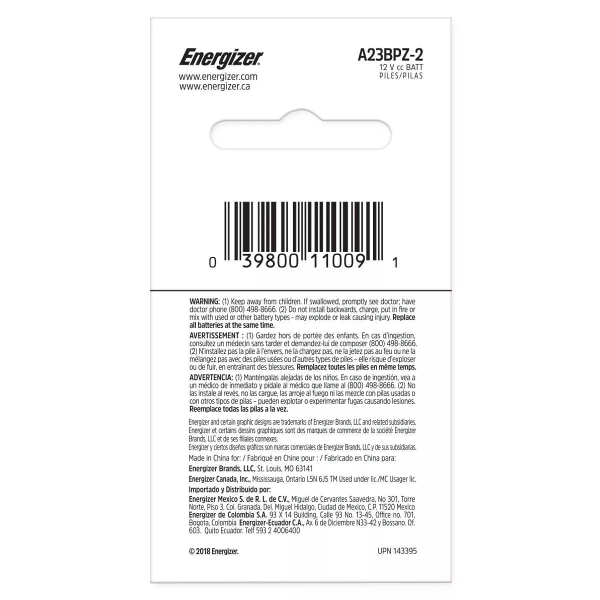 Energizer 2pk A23 Batteries