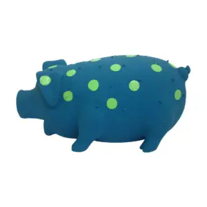 Multipet Latex Polka Dot Pig Dog Toy - Blue - 9