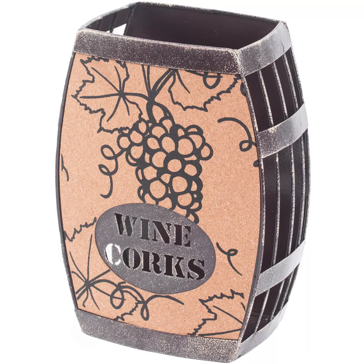 Vintiquewise Vintage Decorative Metal Barrel Shaped Tabletop Countertop Wine Cork Holder