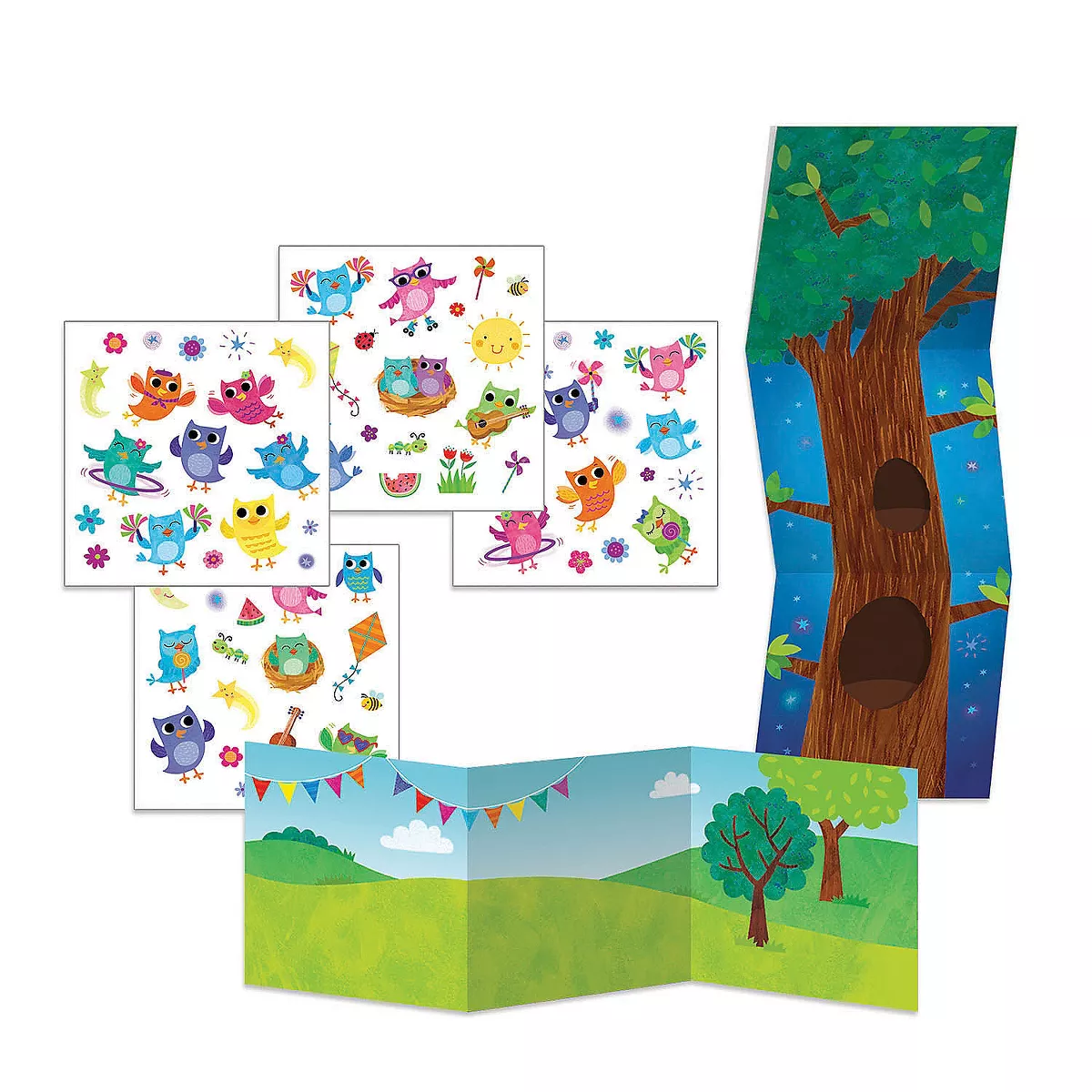 MindWare Happy Owls Reusable Sticker Tote - Stickers - 72 Pieces