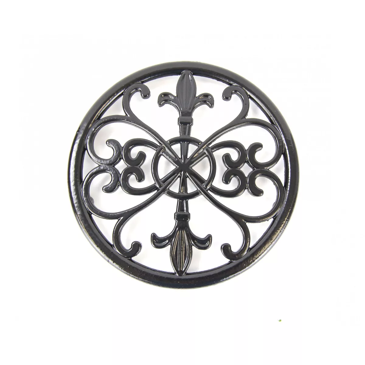 Home Basics Cast Iron Fleur De Lis Trivet, Black
