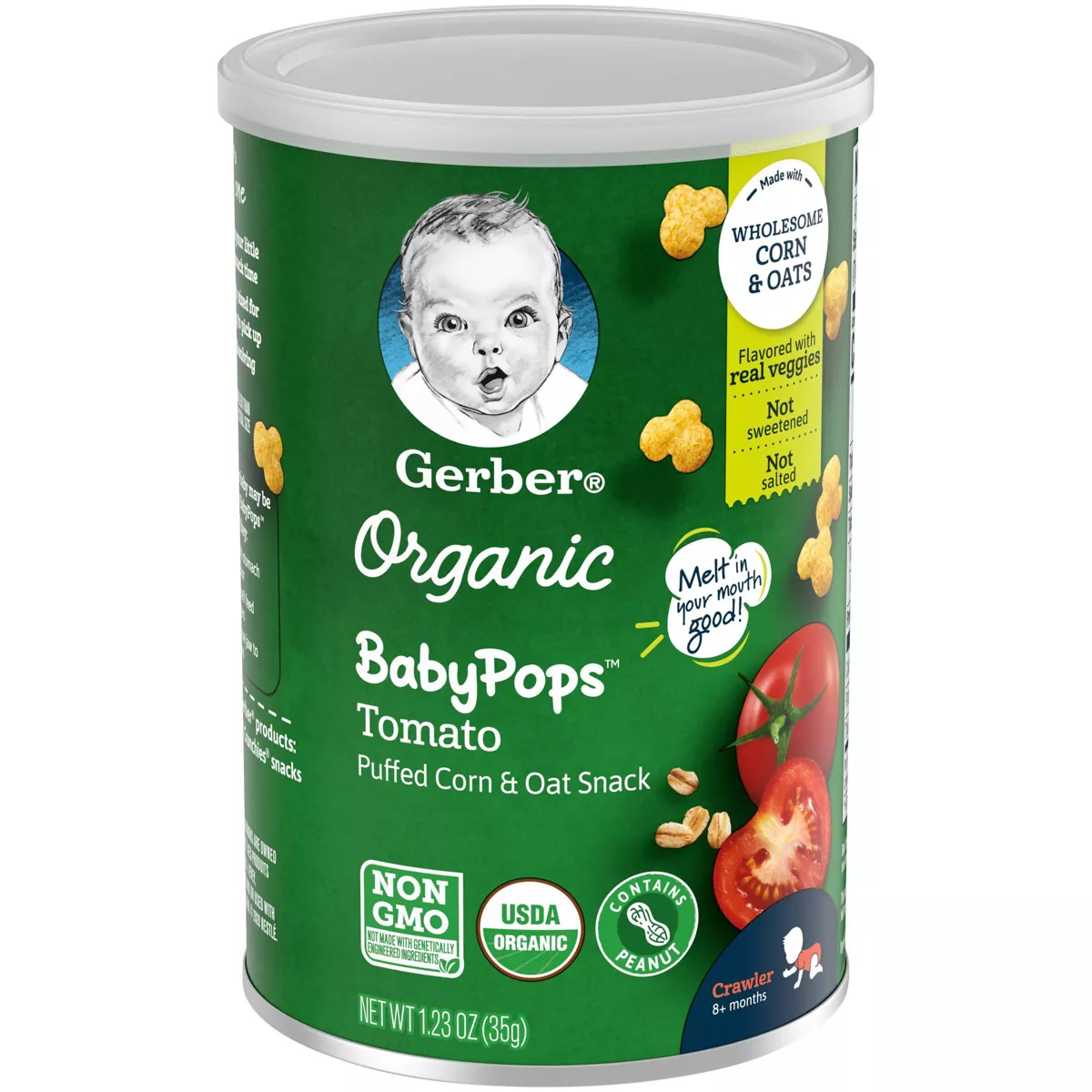Gerber Organic BabyPops Tomato Puffed Corn & Oat Baby Snacks - 1.23oz
