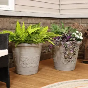 Sunnydaze Arabella Polyresin Outdoor/Indoor Extra-Durable Double-Walled Fade-Resistant Flower Pot Planter - 20