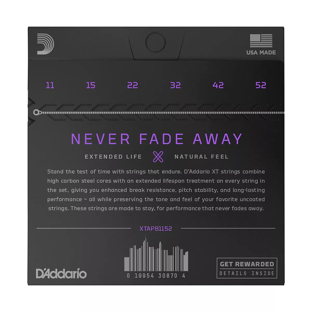 D'Addario XT Acoustic Phosphor Bronze Strings, Custom Light, 11-52