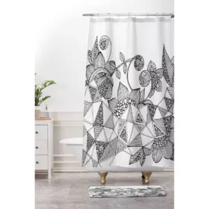 Valentina Ramos Triangle Flowers Shower Curtain Black - Deny Designs