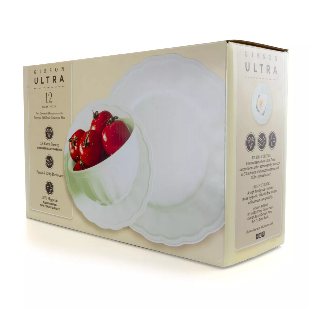 Gibson Ultra 12 Piece Fine Ceramic Dinnerware Set in Mint