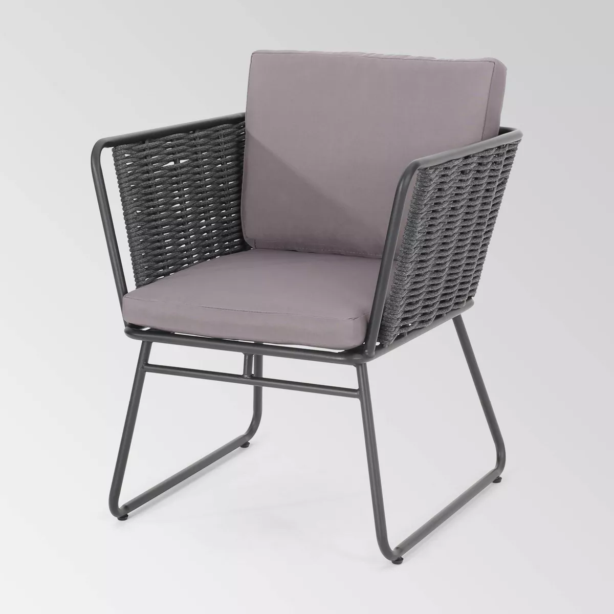 La Jolla 3pc Rope Weave Modern Chat Set - Dark Gray/Gray - Christopher Knight Home