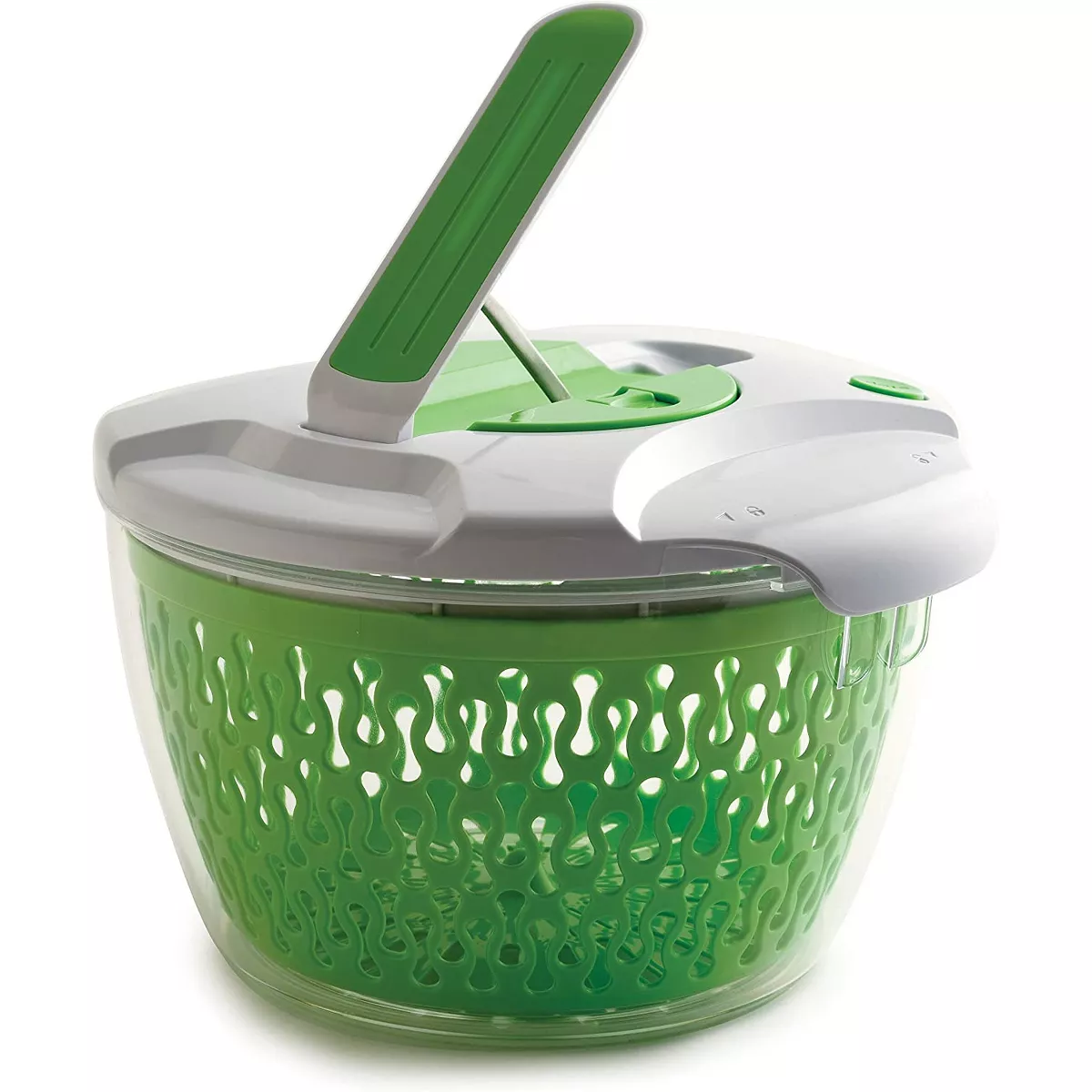Norpro 6.8 Quart Deluxe Removable Colander Strainer Herb Vegetable Kitchen Salad Spinner, Green/White