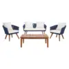 Velso 4pc Living Set - Navy/Beige - Safavieh