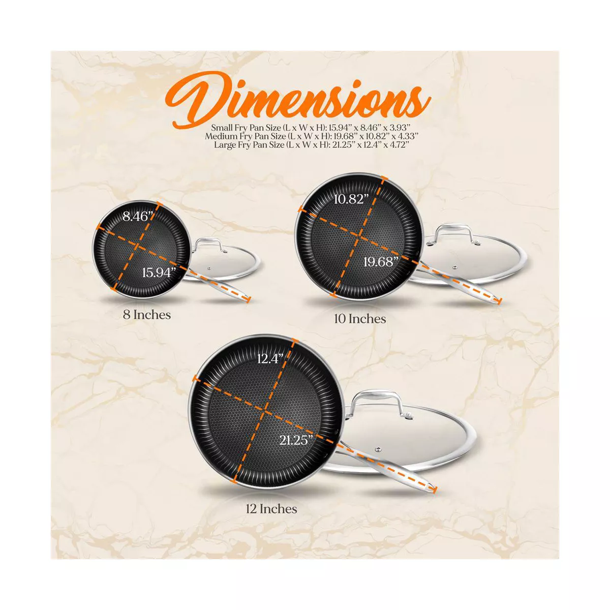 NutriChef Nonstick 6 Piece Tri Ply Stainless Steel Kitchen Cookware Frying Pan Set with Matching See Through Tempered Glass Lids