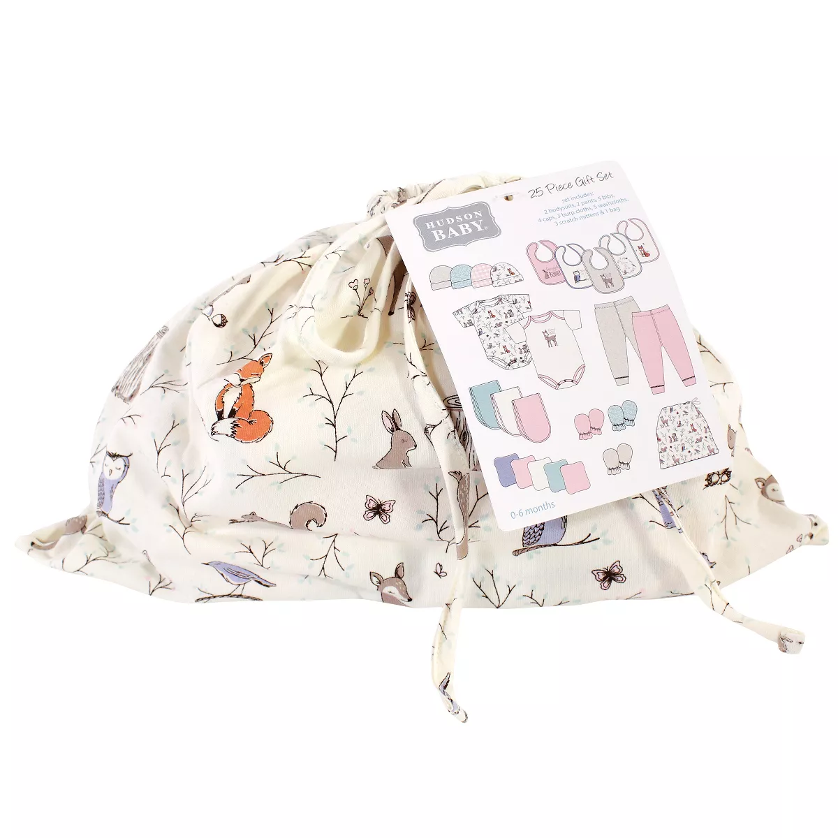 Hudson Baby Infant Girl Layette Start Set Baby Shower Gift 25pc, Enchanted Forest, 0-6 Months