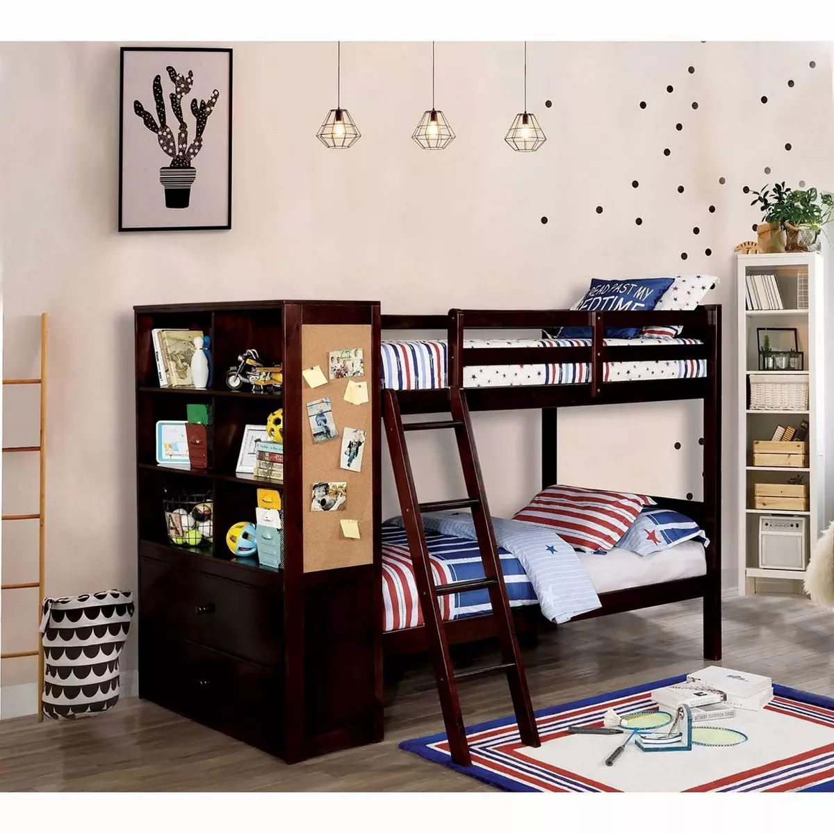 Twin Over Twin Kids' Emma Bunk Bed Dark Walnut - ioHOMES