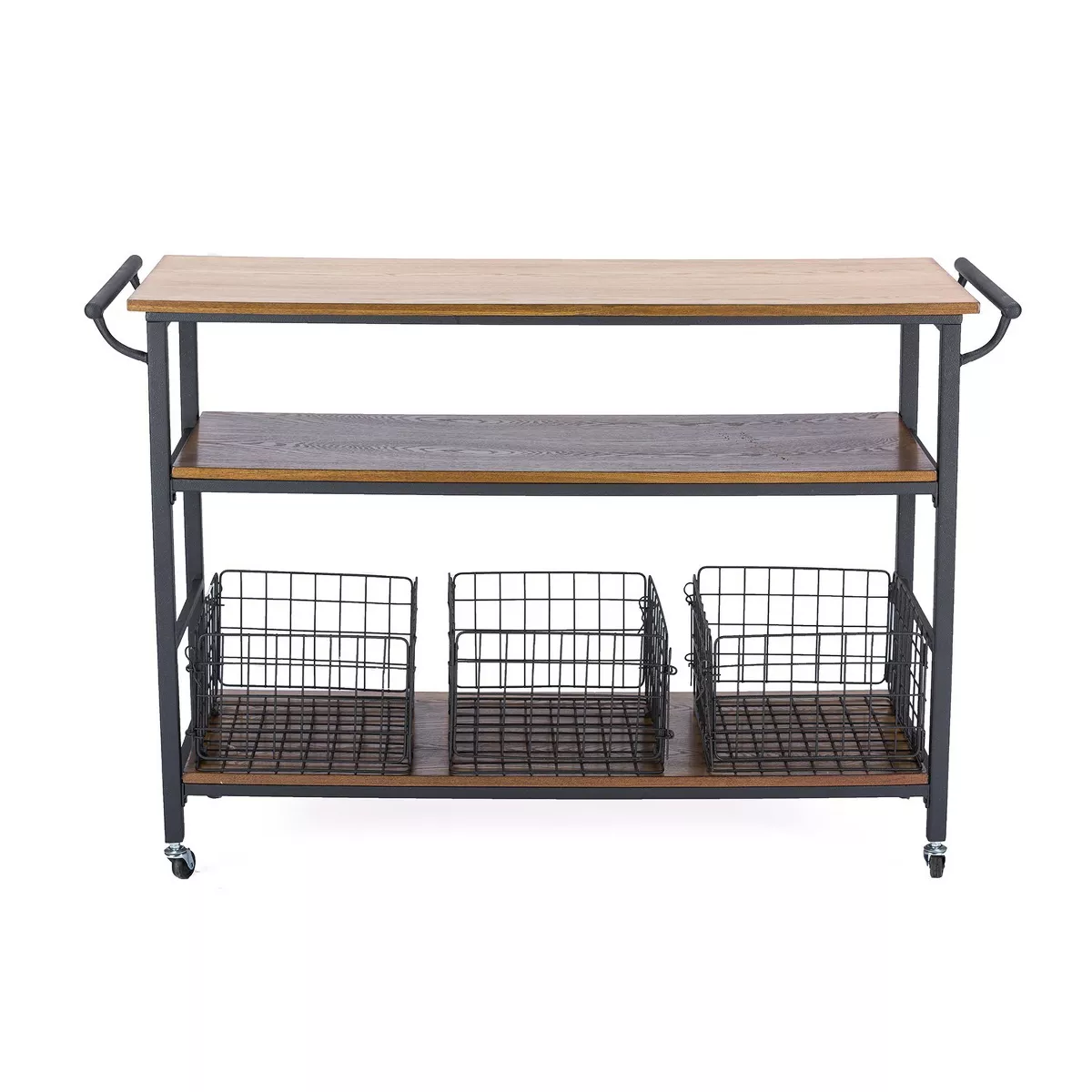 Lancashire Wood & Metal Kitchen Cart Brown - Baxton Studio