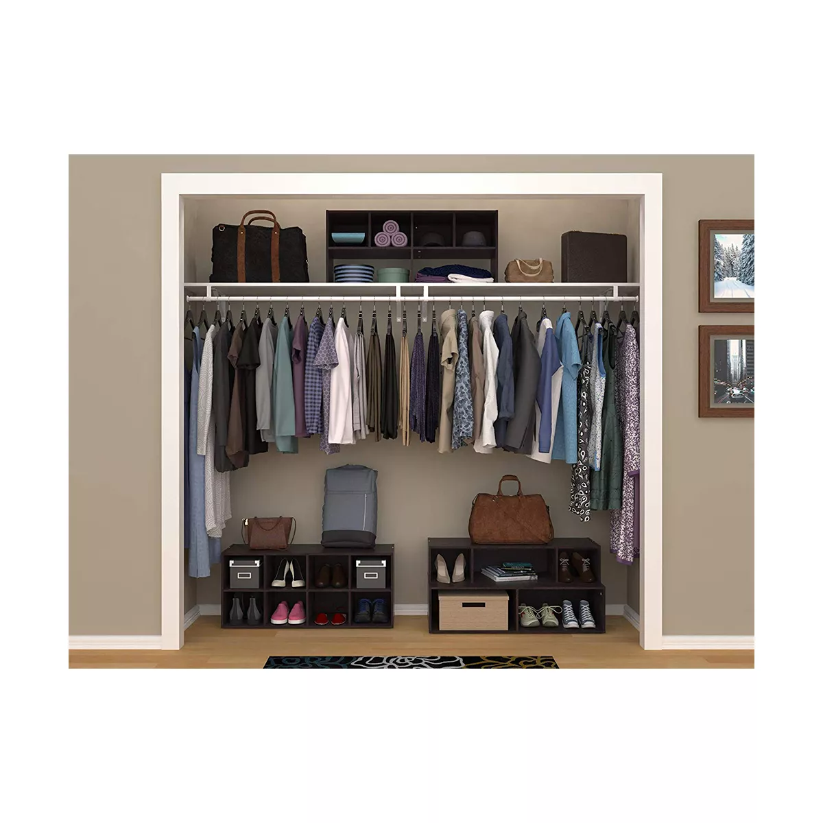 ClosetMaid 508200 Heavy Duty Shelf Organizer with Shoe Rack and Cube Storage, Espresso