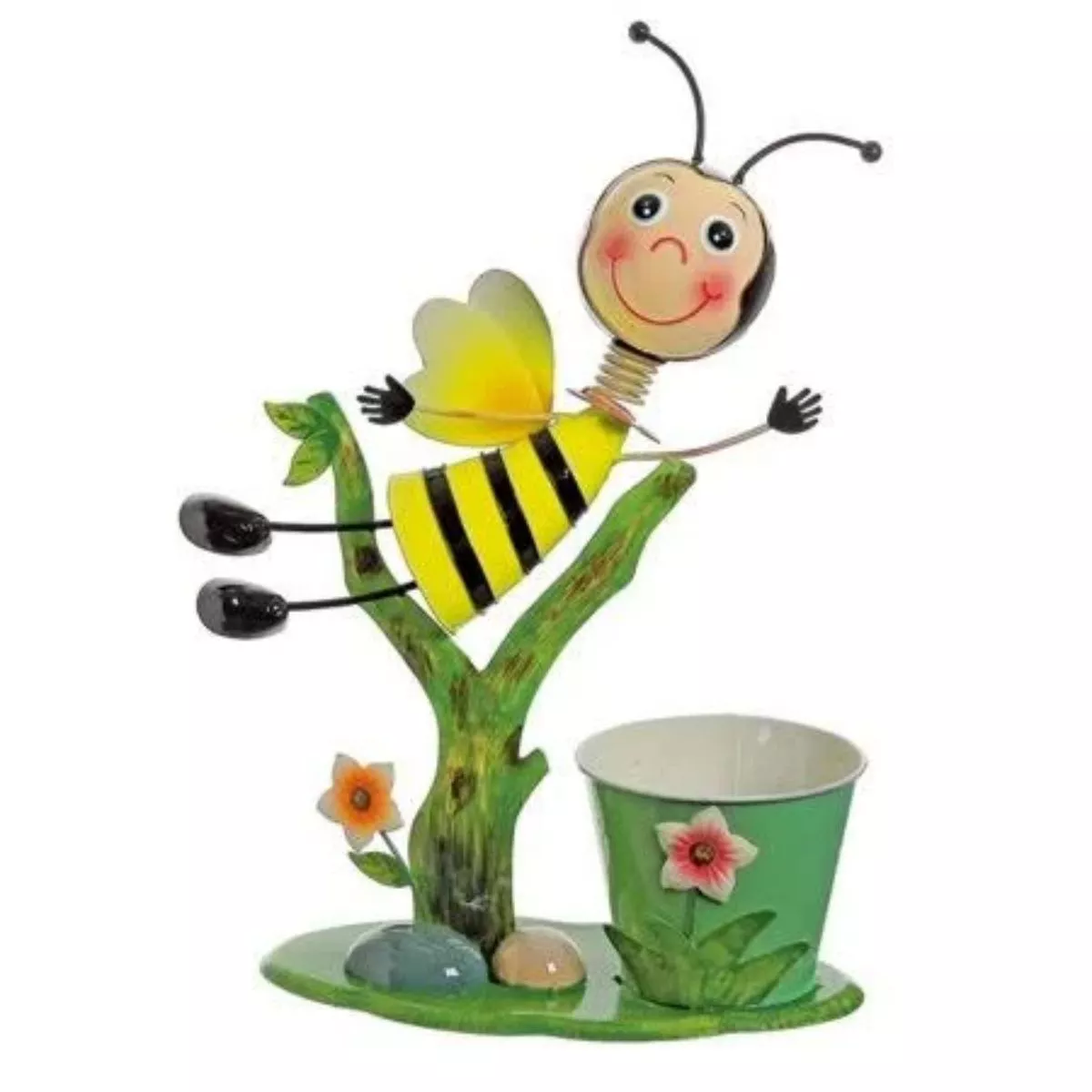 Northlight 17" Bee and Flowers Spring Outdoor Garden Planter - Green/Yellow