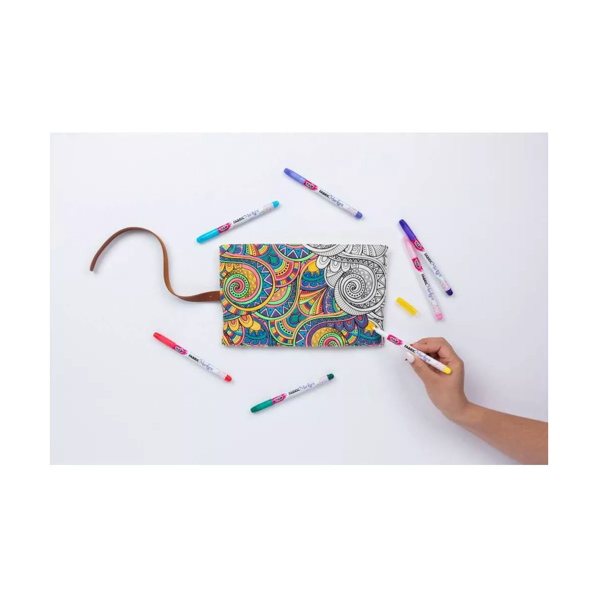 Tulip 20ct Fine Tip Fabric Markers with Roll-Up Case - Rainbow