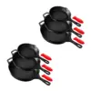 NutriChef Heavy Duty Non Stick Pre Seasoned Cast Iron Skillet Frying Pan 3 Piece Set, 8 Inch 10 Inch 12 Inch Pans with Silicone Handles (2 Pack)