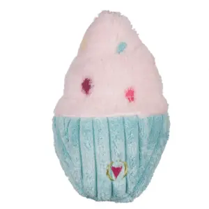 HuggleHounds HuggleHappy Birthday Plush Cupcakes Durable Toys for Dogs, 3 Count
