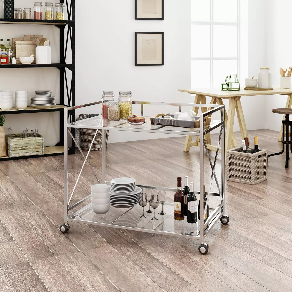 Ignatius Industrial Modern Bar Cart Silver - Christopher Knight Home