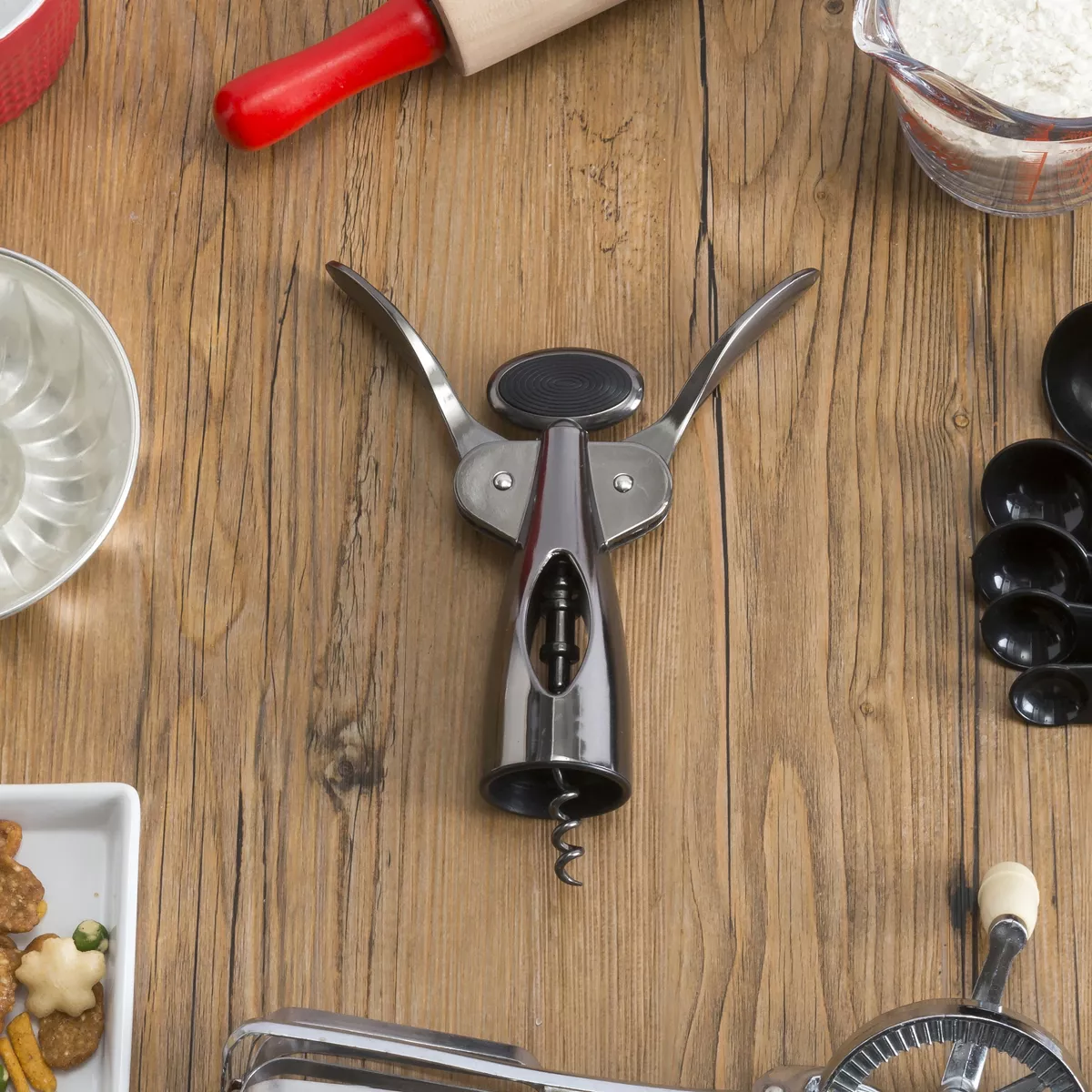 Home Basics Nova Collection Zinc Wing Corkscrew, Black Onyx