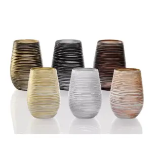 16.5oz 6pk Glass Olympia Twister Tumbler Drinkware Set White/Gold - Stolzle Lausitz